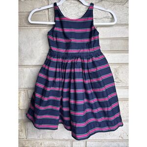 Polo Ralph Lauren Girls Size 6 Pink and Dark Blue Stripe Dress Sleeveless Lined